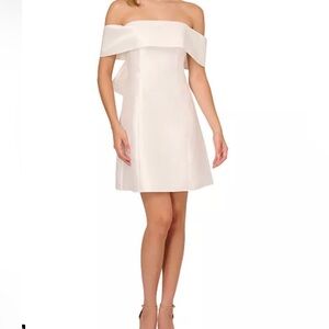 Adrianna Papell Ivory Mikado Bow Short Dress